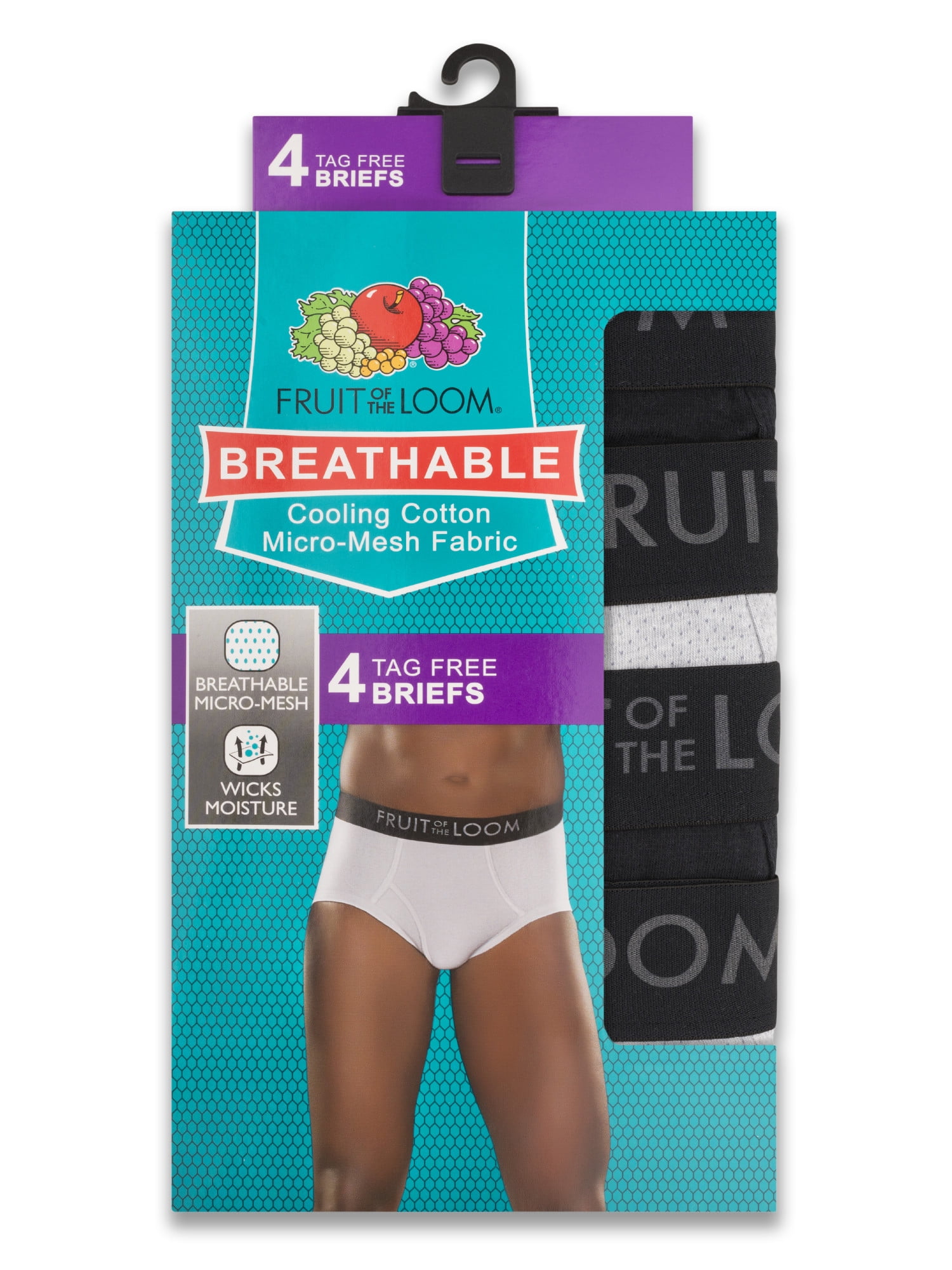 Fruit of the Loom Mens Breathable Micro Mesh Briefs Underwear 4 Pair Pack 