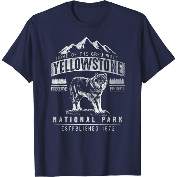 Vintage Grey Wolf Yellowstone National Park Unisex T-Shirt for Men Women Kids Toddler