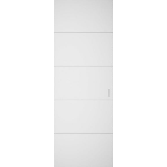 Hidden Barn | Planum 0020 White Silk | Sturdy Finished Flush Modern Doors | Magic Concealed Sliding Set 18" x 84"