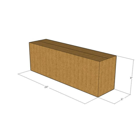 24x6x8 Kraft Brown Corrugated Shipping Boxes, 32 ECT Single-Wall, Qty 5