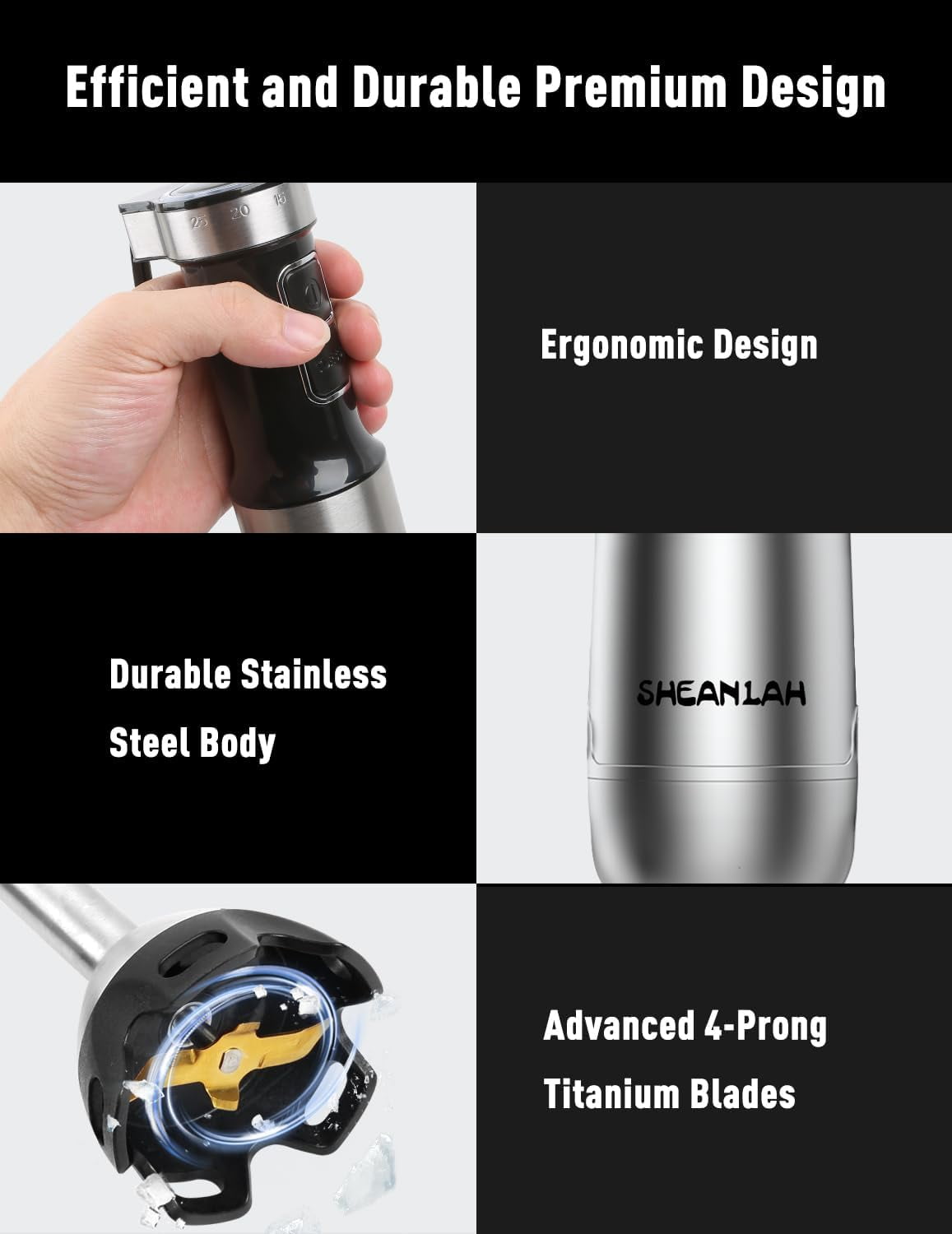 1000W Powerful Immersion Blender Handheld with 25-Speed, Scratch-Resistant Corded Hand Mixer with Heavy-Duty Copper Brushless Motor