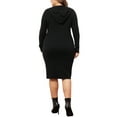 thumbnail image 3 of Agnes Orinda Plus Size Sweater Dress for Women Long Sleeve Hooded Midi Dresses 1X Black, 3 of 6