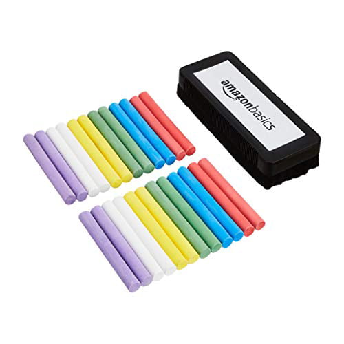 Basics Dustless Chalk with Eraser Assorted and White 24 Pack 