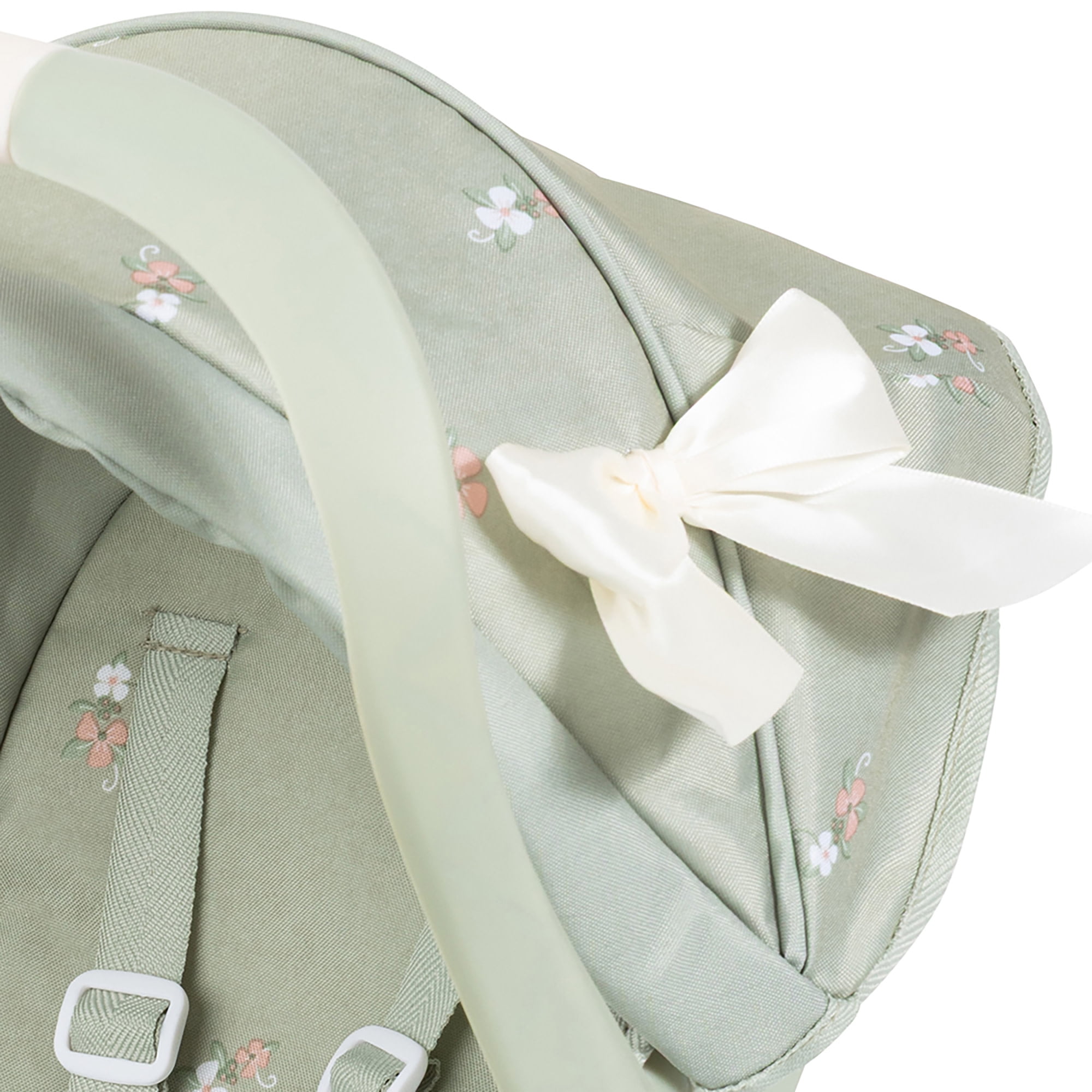 Bayer Design: Doll Deluxe Car Seat - Green-Flowers - Portable Carrier, Sunshade, Use As Rocker, Travel Roleplay, Toy Accessory Fits 18" Dolls, Kids 3+