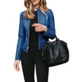 thumbnail image 1 of Faithtur Veste en Simili Cuir pour Femmes Slim Moto Biker Veste à Manches Longues, 1 of 4