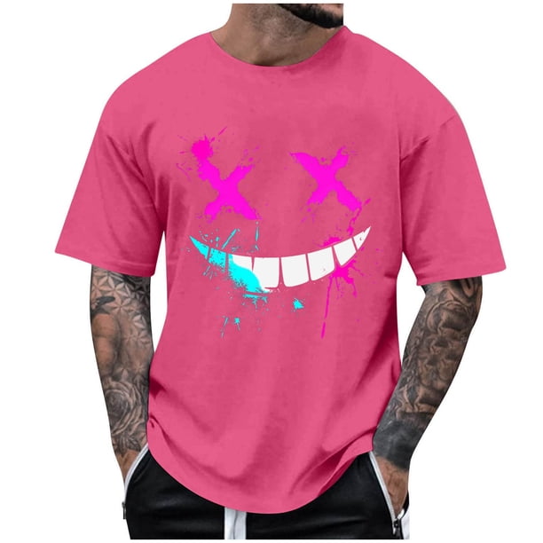 Camisetas de Cuello de la Tripulación de los Hombres de Poliéster Impreso en Seco Rápido, Cuello Redondo de Corte 3D para Gimnasio, Carrera, Ciclismo Y Ocasional