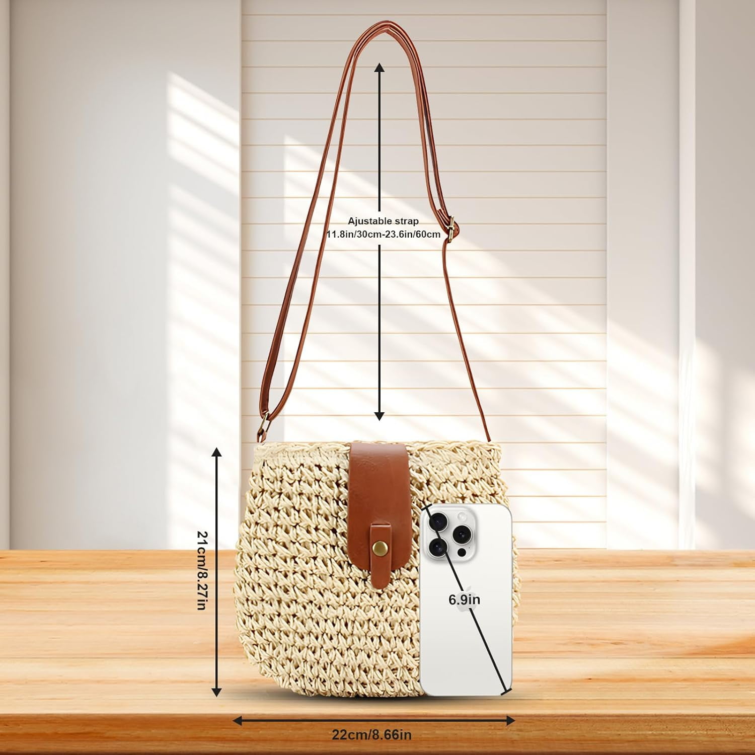 CAILDANL Small Straw Crossbody Bag for Women Boho Handmade Woven Summer Beach Bag Handbags Shoulder Purse for Vacation