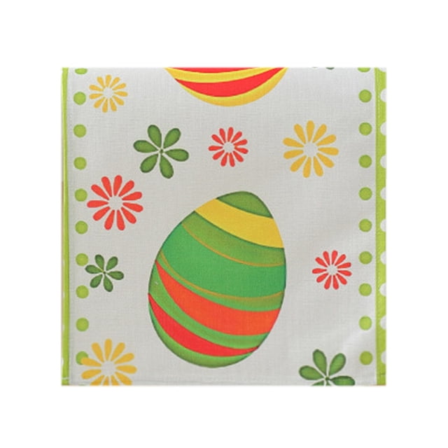 Table Rectangulaire Moderne Simple en Coton et Lin de Pâques Motif Lapin Œuf Bannière Décorative Table Housse de Commode