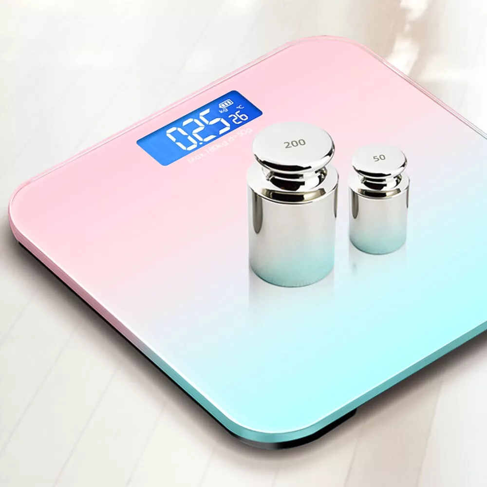 Teyjry Digital Body Weight Scale, High Accuracy, Toughened Glass, 397 lb Capacity, Pink