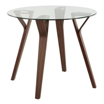 LumiSource Walnut Wood, Clear Glass Folia Round Dinette