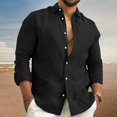 thumbnail image 1 of Camisas informales de lino y algodón para hombre, camisa de manga larga, cuello vuelto, Color sólido, moda, primavera y otoño, 2023, 1 of 4