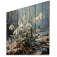 thumbnail image 2 of Designart "White Green beautyful Snowdrops Flowers" Floral Print on Natural Pine Wood, 2 of 5