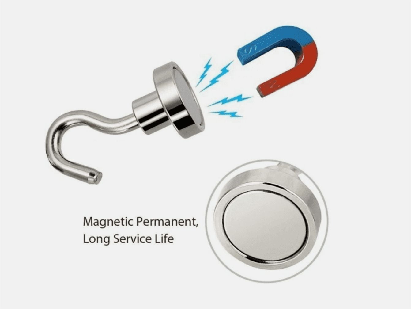 10 Pack Strong Magnetic Hook Hangers – N52 Neodymium Clamping Magnet Hooks for Home, Office, Kitchen, Garage – Heavy Duty