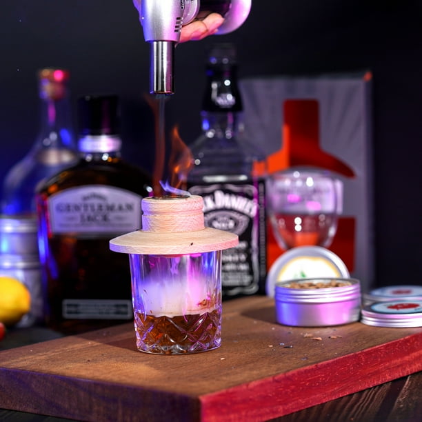 TMKEFFC Cocktail Smoker Top Kit, Smoking Chimney Topper with Wood Chips (Apple, Cherry, Hickory