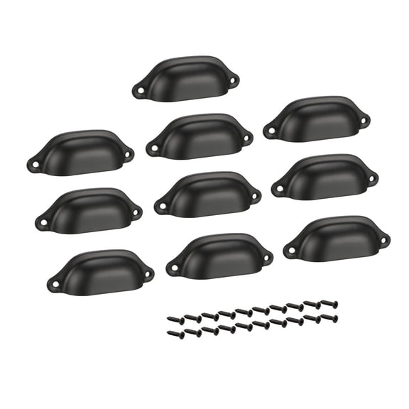 Uxcell Cup Drawer Pull Kitchen Cabinet Handles Black, 83mm Hole Centers, 10 Pcs