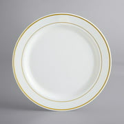 Gold Visions 10" Bone / Ivory Plastic Plate with Gold Bands - 120/Case