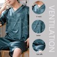 thumbnail image 2 of Ropa de casa de talla grande para hombre, pantalones cortos de manga corta de seda helada, pijamas para estudiantes, versión coreana con letras holgadas 3xl de manga corta de dos Pi, 2 of 5