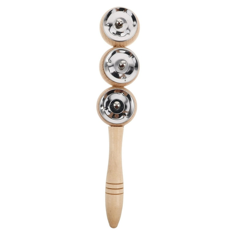 Ding jingle bells 3層トースト　丸シリーズ Wooden Handle Jingle Bells Handheld Sleigh Bells 3 Bells