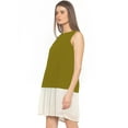 thumbnail image 2 of eloria Women's Georgette Pleated Boat Neck Sleevless Summer Casual Midi Dress, Color : Olive Green | Size : 3XL, 2 of 5