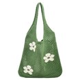 thumbnail image 1 of 7621 Bolso Hobo Versátil Punto Flores Gran Capacidad Bolso Tejido Bolso Hombro Hueco Malla (verde) Verde, 1 of 9