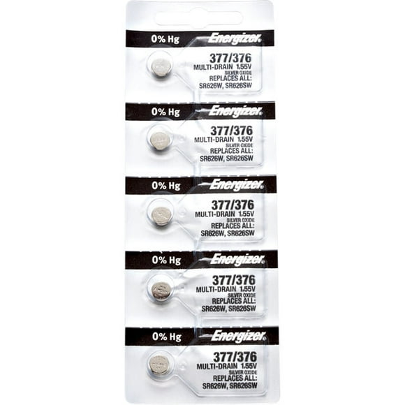 5 x Energizer 377 Watch Batteries, 0% MERCURY equivilate SR626SW