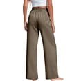 thumbnail image 7 of Dresfit Womens Linen Pants Wide Leg Palazzo Beach Slacks Summer 2026 Loose Lightweight Trousers Cotton Flowy Business Pant with Pockets Khaki M, 7 of 7