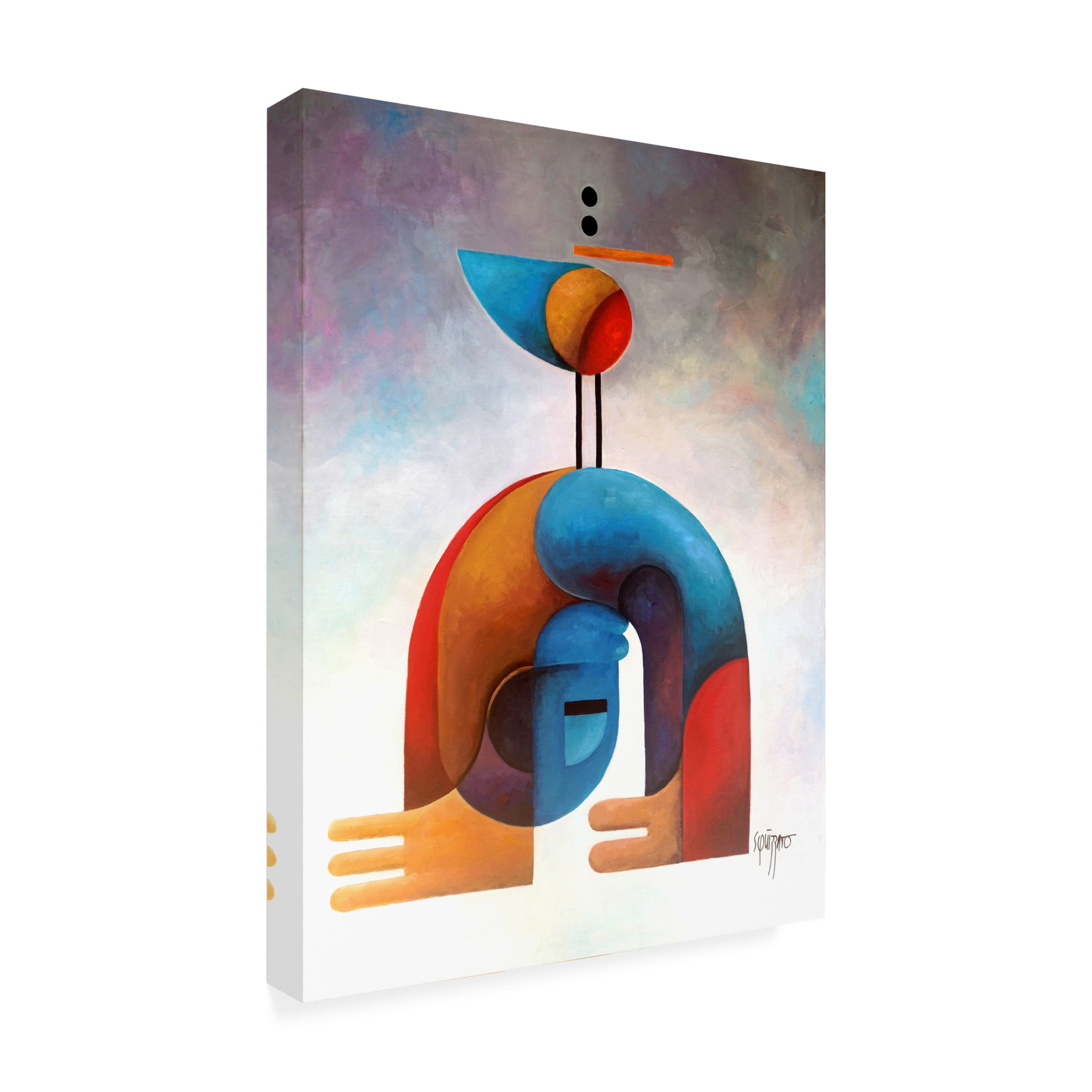 Canvas Wall Art - Antony Squizzato 'Yogi Bird' Wall Art for Living Room, Bedroom, or Office Décor by Trademark Fine Art - 14 x 19 Inches