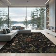 thumbnail image 2 of ODIKA 8'x10' Black Enchanted Jungle Elegance Design Washable Area Rug Exotic Wildlife and Floral Patterns for Home Decor for Living Room, Under Sectional, Family , Durable, Non-Slip, 2 of 7