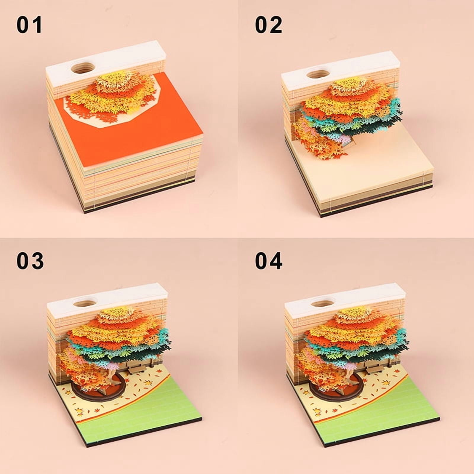 Time Piece Calendar 2026 Desk Calendar With LED Light 3D Tear-away Calendar Paper Carving Art Pad Notepad Gift Christmas