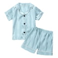 thumbnail image 1 of Odeerbi 1-8 Años Niños Niñas Pijama de Verano de Satén Con Solapa de Muesca Camisa de Manga Corta Pantalón Conjunto de Ropa de Dormir Suave, 1 of 9