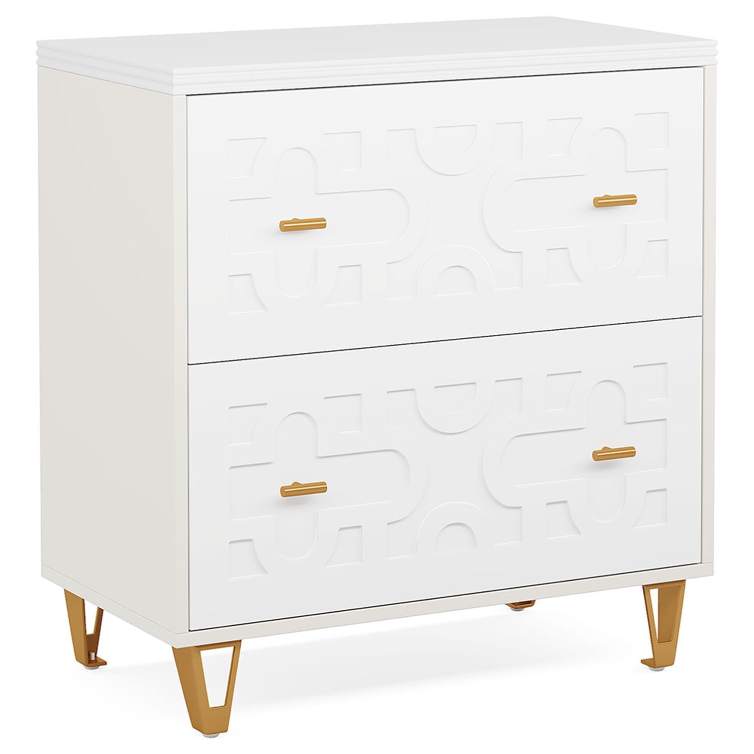 Demi Bonn 2-Drawer File Cabinet, Wood Filing Cabinet for Home Office, Printer Stand, for A4, Letter-Size Documents, Storage Cabinet for Home Office, White