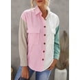 thumbnail image 4 of Asyoly Womens Corduroy Shirts Button Down Shacket Jacket Boyfriend Long Sleeve Color Block Oversized Blouses Tops With Pockets, 4 of 7