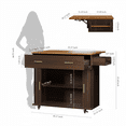 thumbnail image 2 of Aisword Rolling Kitchen Island with Drop Leaf Countertop, Mobile Kitchen Cart on Wheels, Sliding Door, Drawers, Spice Rack & 2-Tier Storage, Brown, 2 of 8