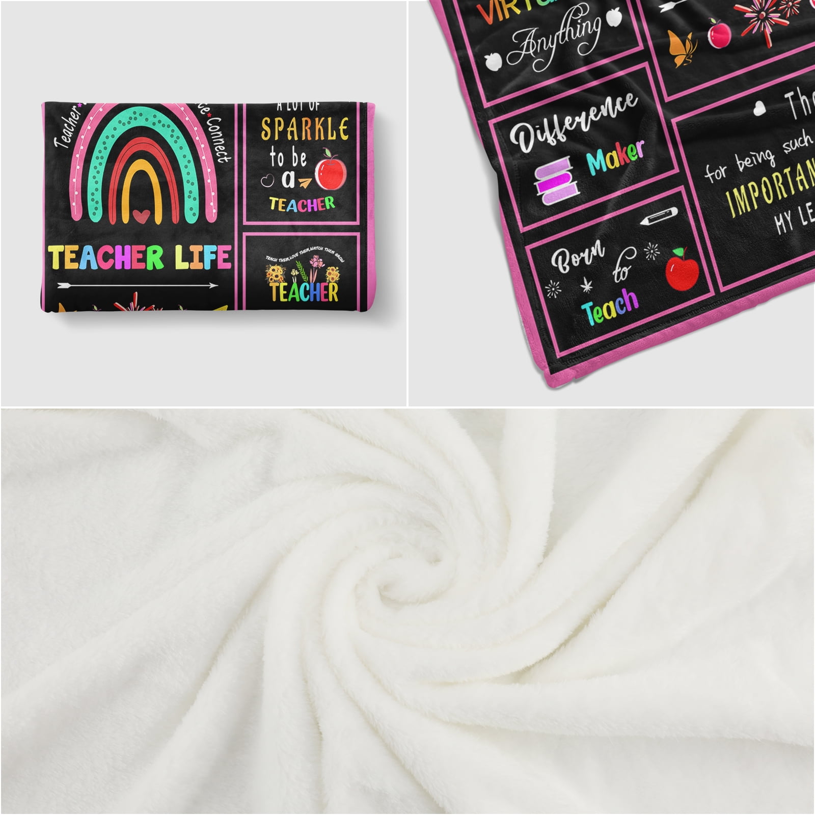 Funnil Teacher Gifts Blanket Teacher Appreciation Gifts for Women Men,Best Teacher Birthday Gifts,Teacher's Day,Graduation Gifts,Thank You Teacher Gifts from Students 50x60" Black