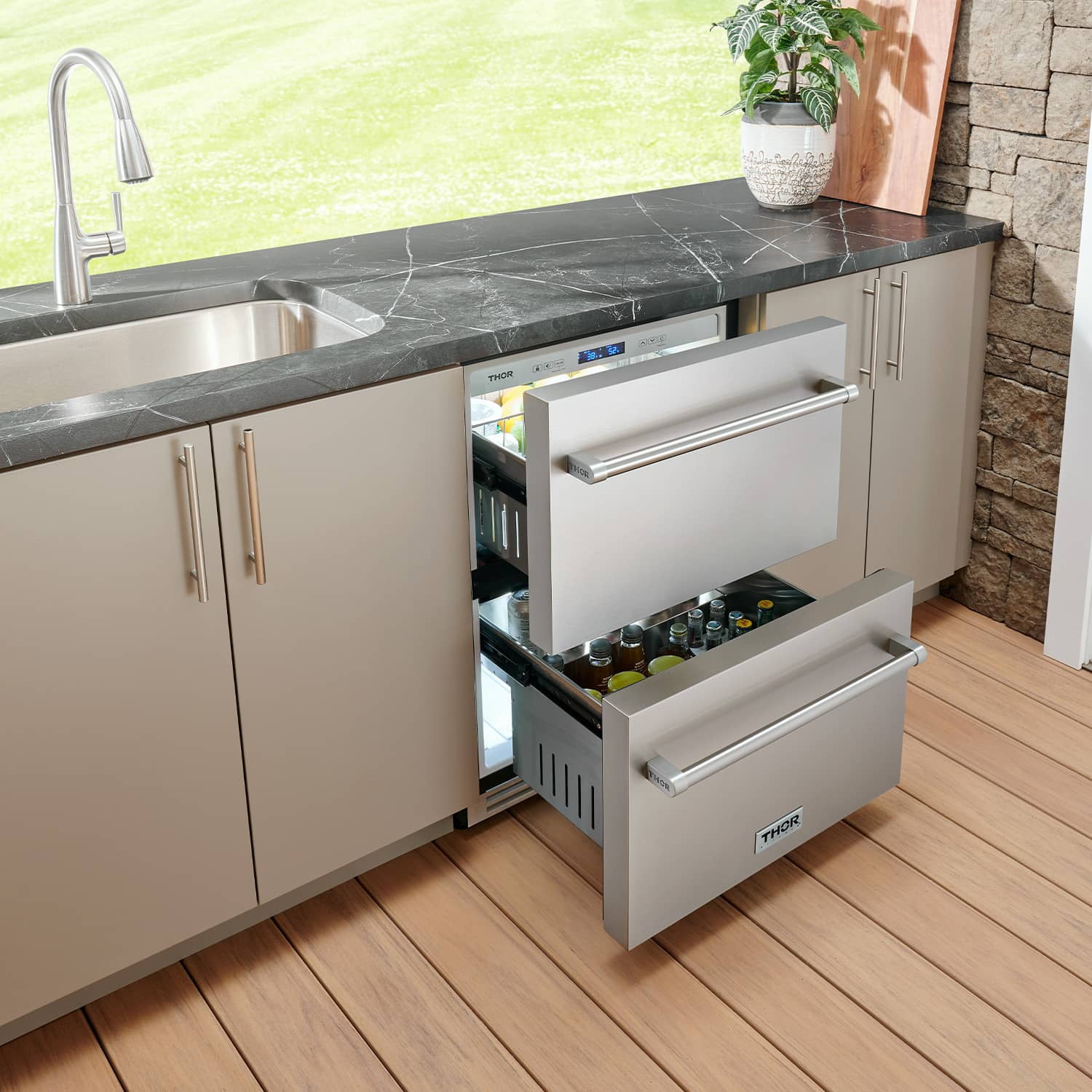 THOR Kitchen Indoor/Outdoor Double Drawer Refrigerator - TRF24U
