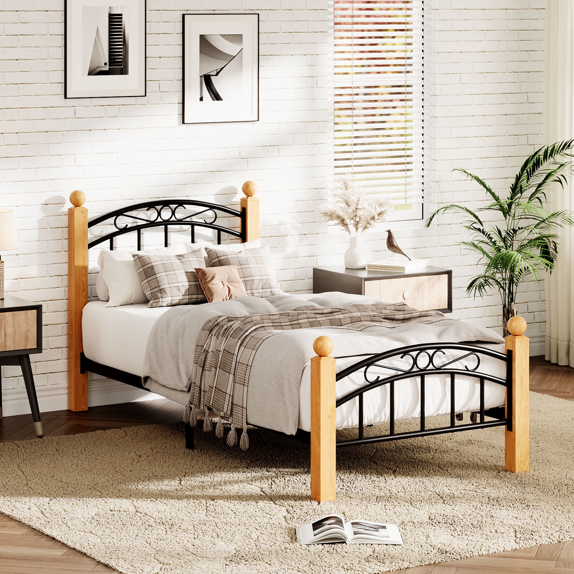 Twin/Full/Queen/King Size Platform Bed Frame with Headboard, 10-Inch Under-Bed Storage, Metal & Noise-Free Design, No Box Spring Needed