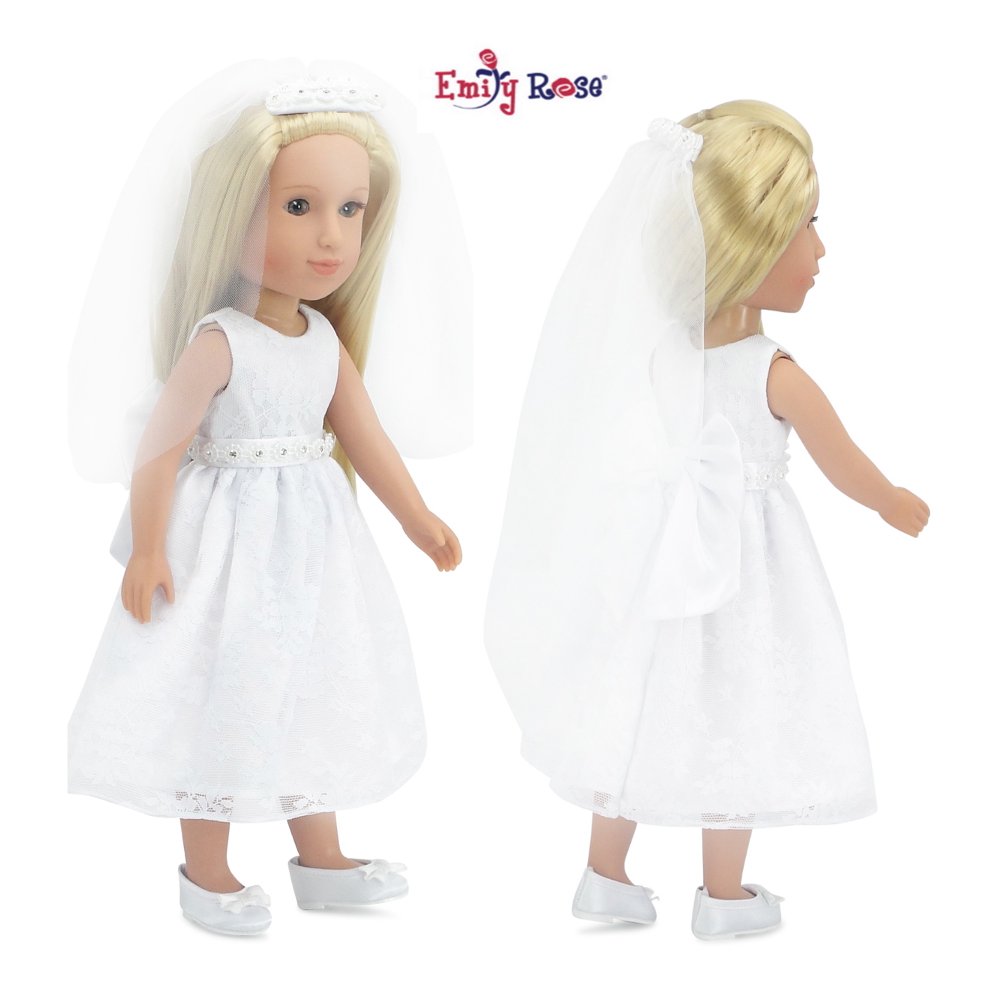 Emily Rose 14.5 Inch Doll Clothes Beautiful 4 Piece Bridal Communion 14