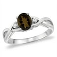 thumbnail image 1 of 14K White Gold Diamond Natural Smoky Topaz Infinity Engagement Ring Oval 7x5 mm, size 7.5, 1 of 1