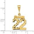 thumbnail image 4 of 14K Yellow Gold Small Brushed Diamond-Cut Number 22 Charm Made In United States sn22, 4 of 5
