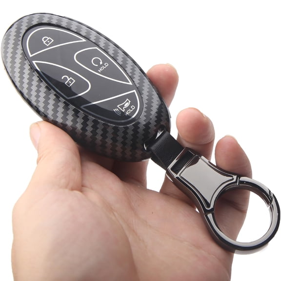 Premium Carbon Fiber Pattern Key Fob Cover with Keychain for Hyundai Sonata, Santa Fe, Tucson, Kona, Grandeur, Ioniq 6 - 7 Button Smart Key Remote Protective Shell