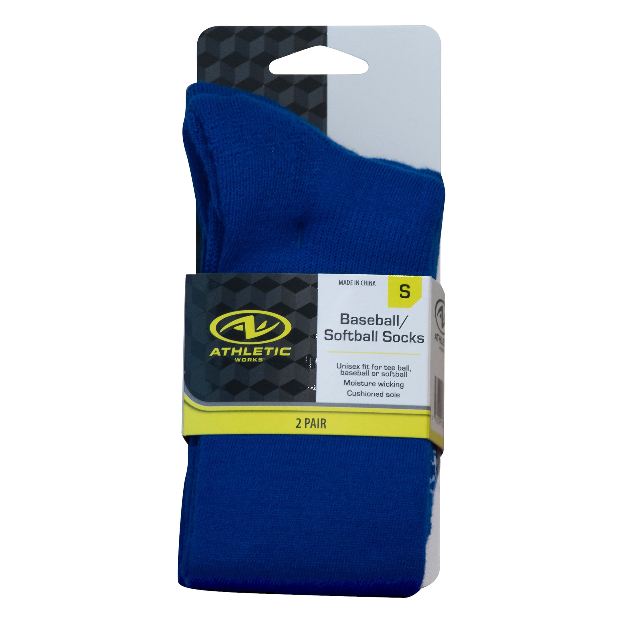 (6 pack) Athletic Works Unisex Baseball/Softball Socks, 2-Pair Pack, Blue