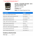 thumbnail image 2 of Oil Filter - Compatible with 2007 - 2014 Chevy Suburban 1500 2008 2009 2010 2011 2012 2013, 2 of 2