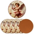 thumbnail image 2 of Cupid 6PCS Round Microfiber Leather Coasters, 11x11 cm/4.3x4.3 in, Drink Mats for Table, Set of 6 Absorbent Coasters for Drinks, 2 of 6