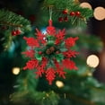 thumbnail image 6 of AYktou 11.8 Inch Christmas Snowflake Decorations, Simulation Snowflakes Pinecone Leaves Pendant Glittering Christmas Tree Ornaments Wreath Hanging Accessories for Xmas Tree Window Layout, Red, 6 of 6