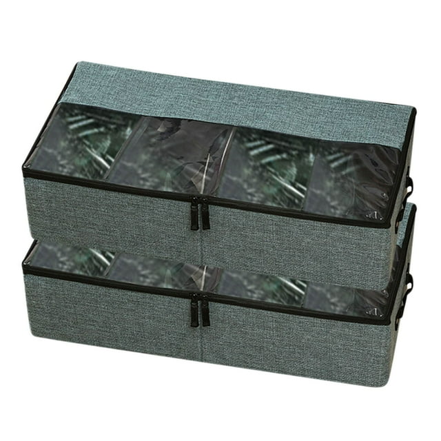 Ovzne Boîte de Rangement Intérieure Boîte de Rangement 2 Pcs Compartiment Pliable Boîte à Chaussures Sac de Rangement Tissu Épais Boîte de Rangement Transparente Boîte de Rangement Grande Capacité en Liquidation