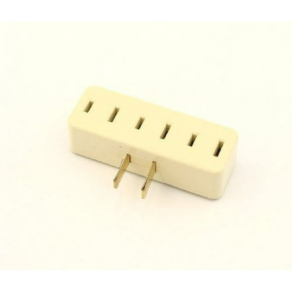 Leviton 65-I Ivory NEMA 1-15R 15A 125V Triple Tap Plug-In Outlet Adapter