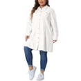 thumbnail image 2 of Agnes Orinda Women's Plus Size Jean Jacket Long Sleeve Maxi Length Denim Jackets 4X White, 2 of 6