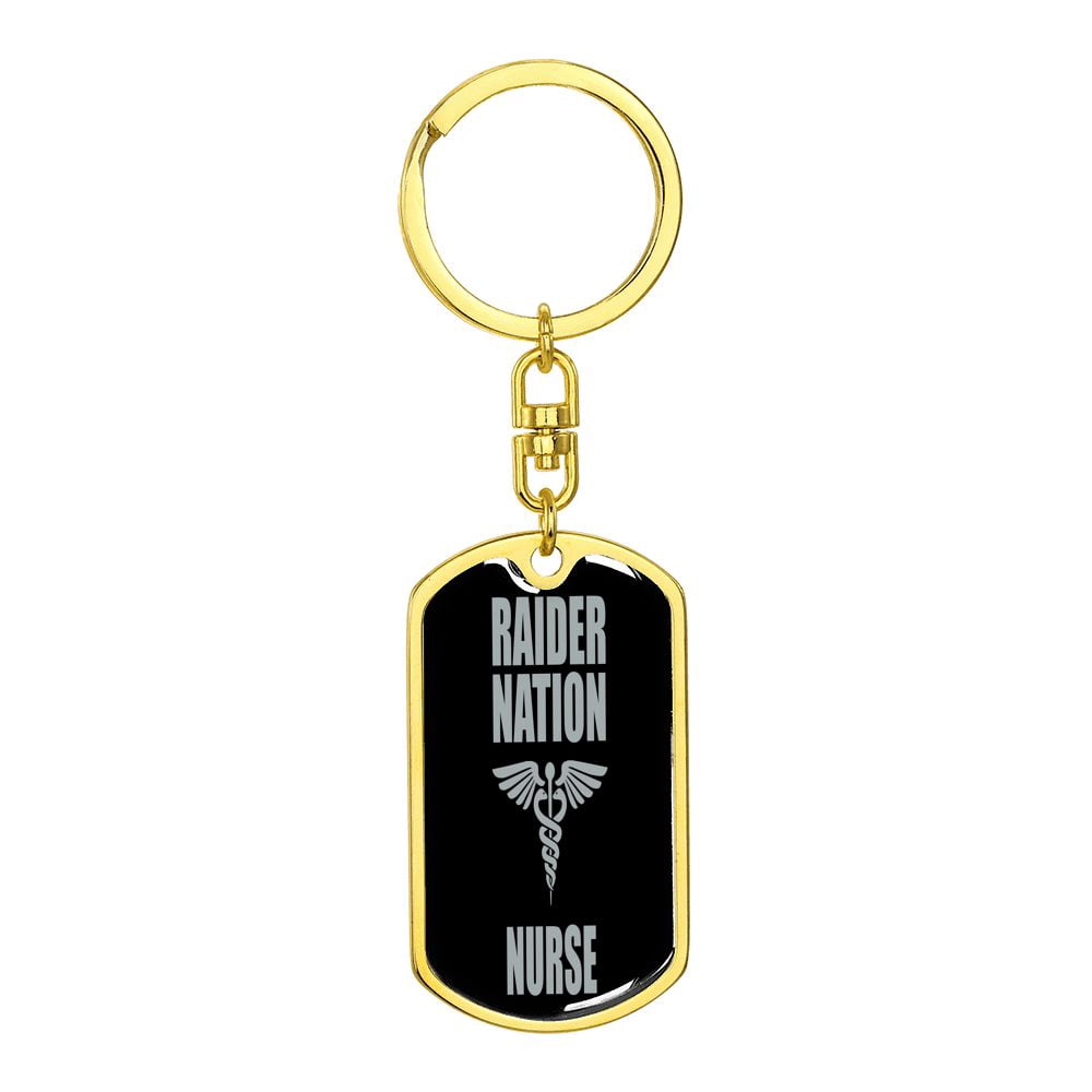 Raider Nurse Swivel Keychain Dog Tag Stainless Steel or 18k Gold
