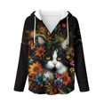 thumbnail image 5 of DISNIMO Cat Floral Printed Sweatshirts for Women Trendy Hoodies Long Sleeve Pullover Tops Waffle Shirts for Fall Winter, L, 5 of 7