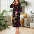 thumbnail image 2 of FOR U DESIGNS Skull Flower Music Note Print Womens Nightgown Comfortable Long Sleeve Night Shirts Lightweight Woven House Sleep Dress Duster Lounger Robes with Pockets, 2XL, 2 of 8